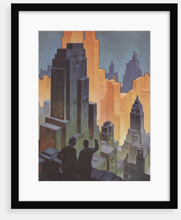 Illustration of Men Looking at View of New York by Anonymous