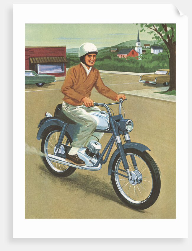 Illustration of Man Riding Motorcycle by Anonymous