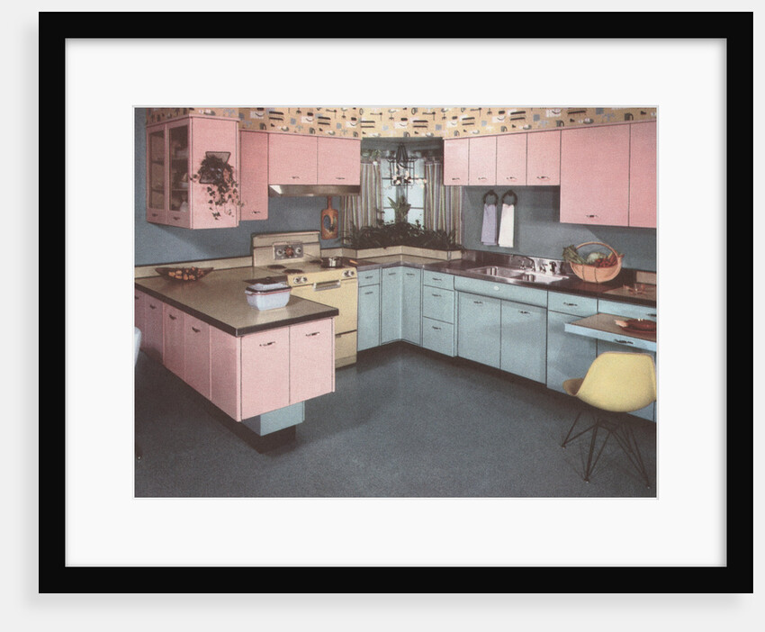 Illustration of Pink and Blue Kitchen by Anonymous