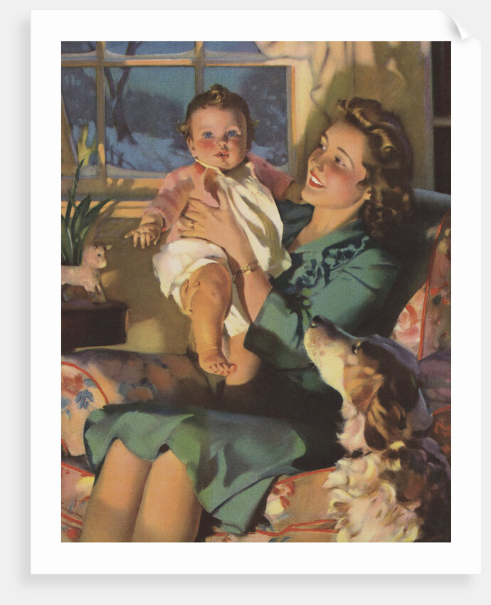 Illustration of Mother Holding Baby by Anonymous