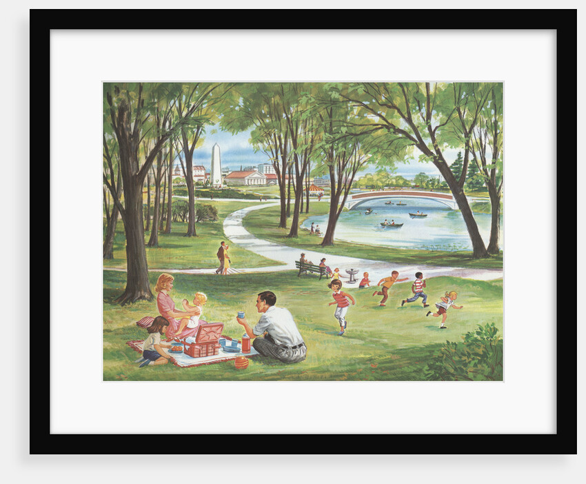 Illustration of Family Having Picnic in Park by Anonymous