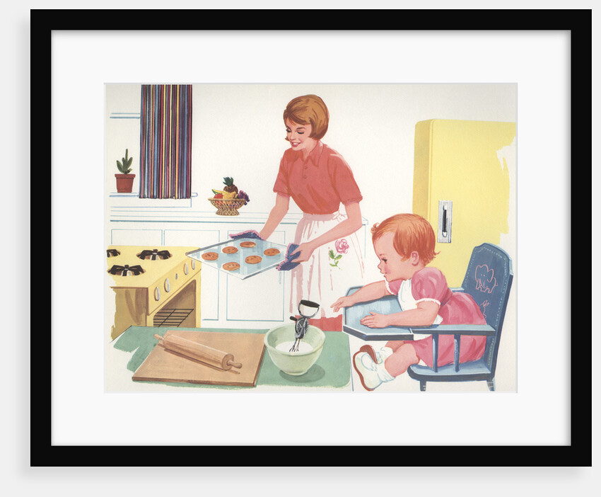Illustration of Mother Baking Cookies by Anonymous