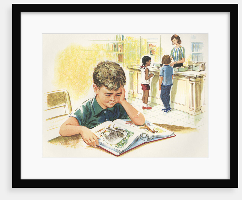 Illustration of Children at Library by Anonymous