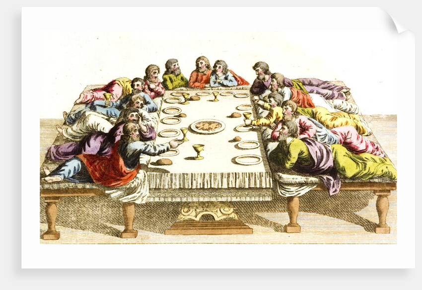 Print of Jewish Men Eating Meal by Anonymous