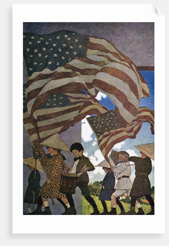 With Trumpet and Drum by Maxfield Parrish