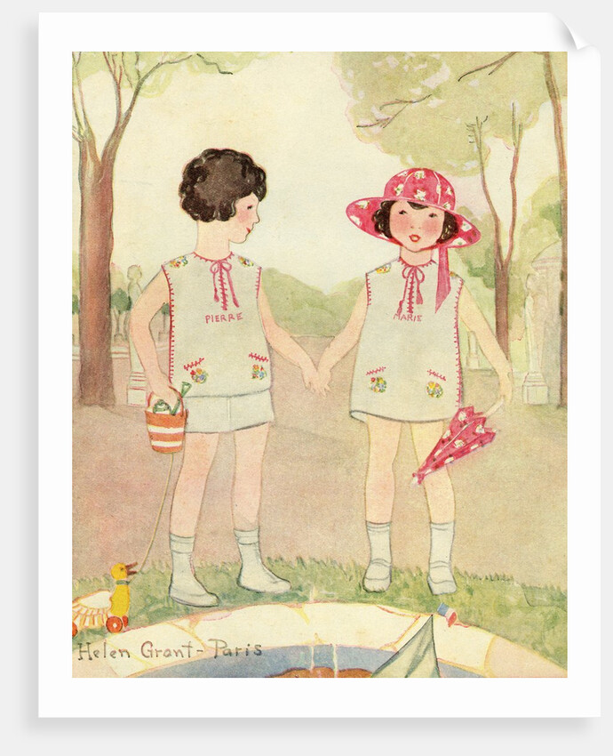 Illustration of Boy and Girl in Park by Helen Grant