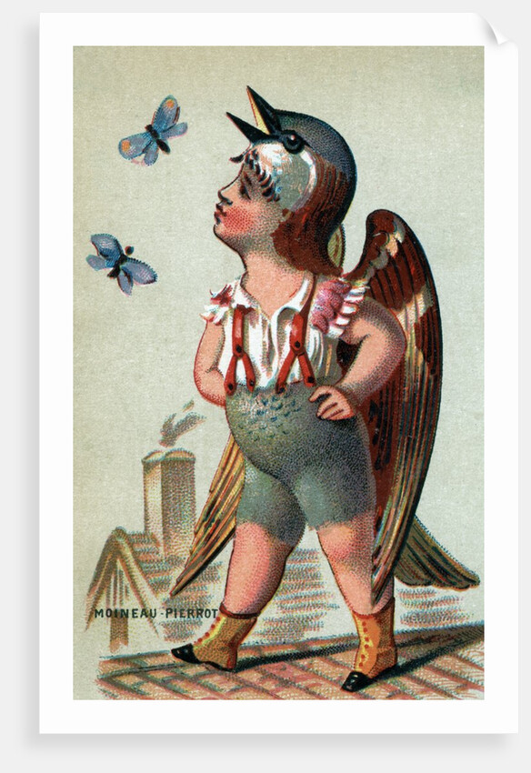 Illustration of Child Dressed in Sparrow Costume by Anonymous