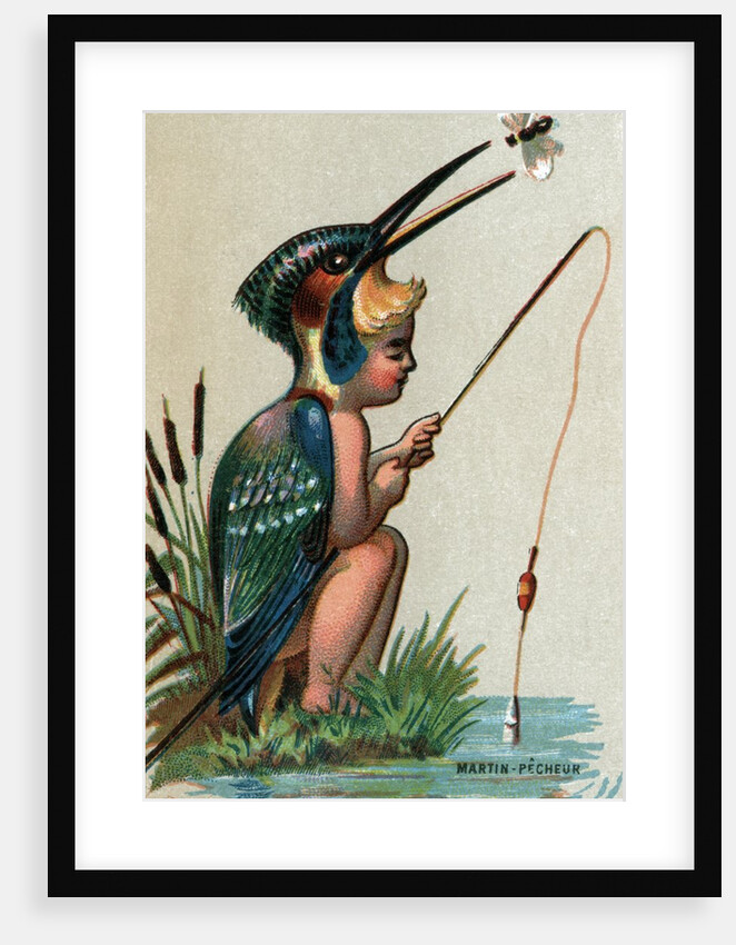 Illustration of Child Dressed in Malachite Kingfisher Costume by Anonymous