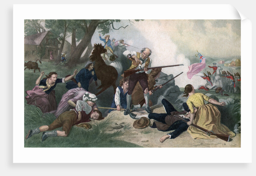 First Blow for Liberty: Here Once the Embattled Farmers Stood and Fired the Shot Heard Round the World Print by Anonymous