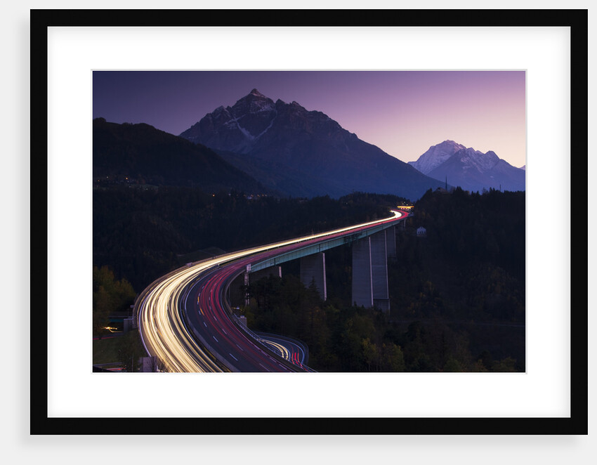 Light Trails on Mountain Pass by Anonymous