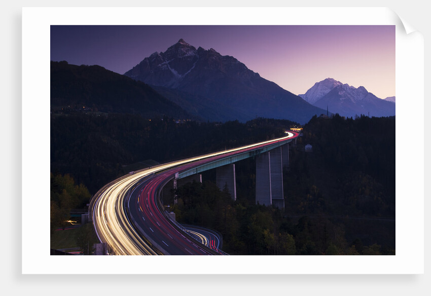 Light Trails on Mountain Pass by Anonymous