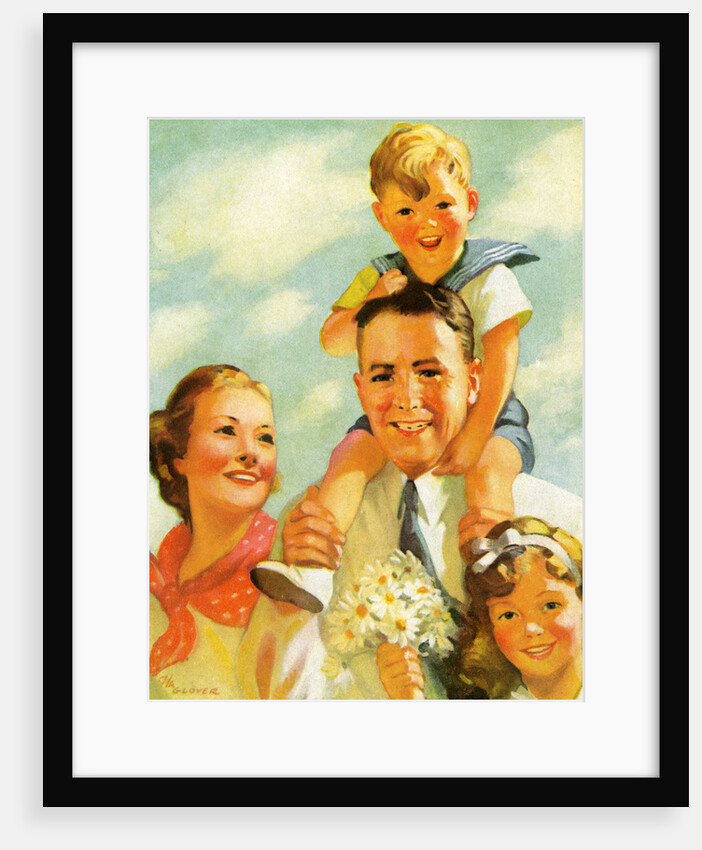 Illustration of 1940s Family by Anonymous