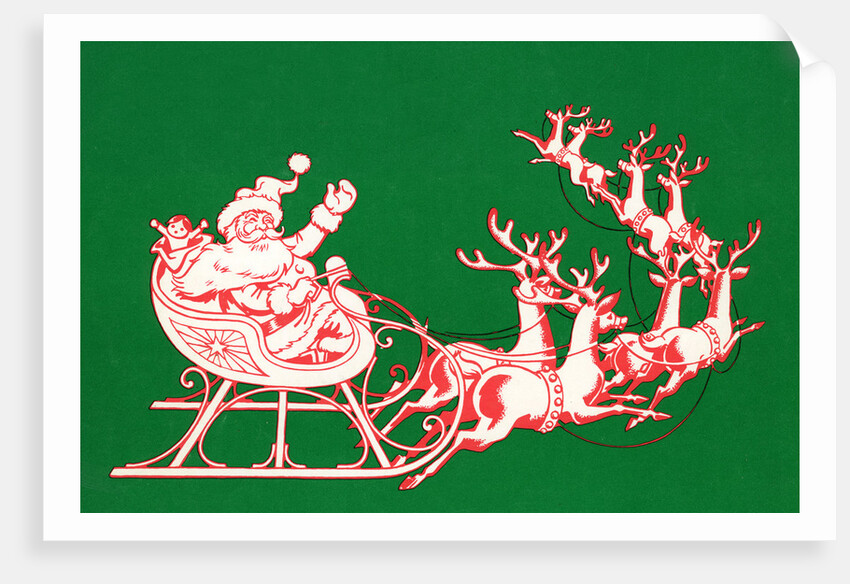 Illustration of Santa's Sled Pulled by Reindeer