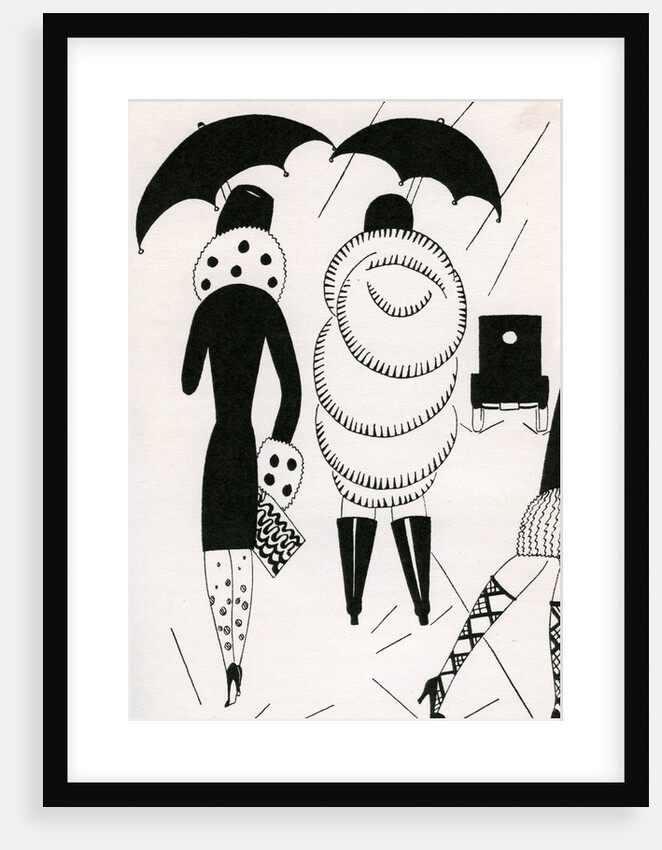 Illustration of Women Walking in Rain by Anne Harriet Fish