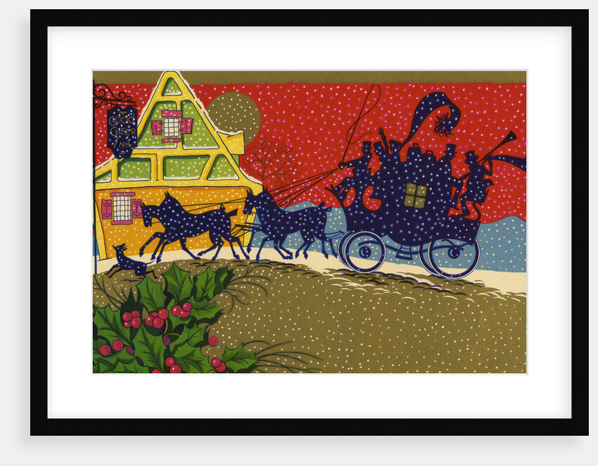 Illustration of Horse-Drawn Carriage Arriving at Inn by Anonymous