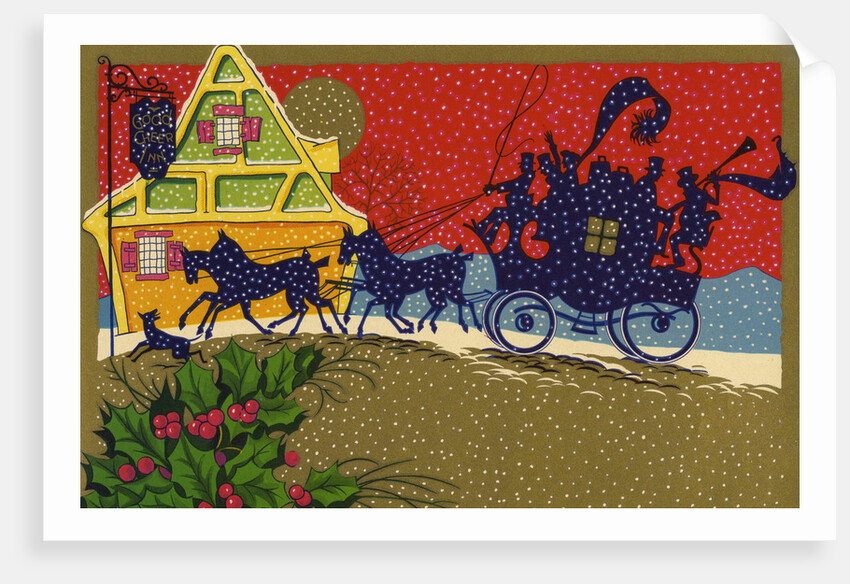 Illustration of Horse-Drawn Carriage Arriving at Inn by Anonymous
