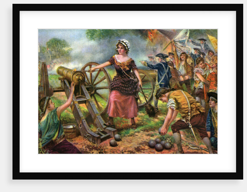 Illustration of Molly Pitcher Lighting Cannon at Battle of Monmouth by Anonymous