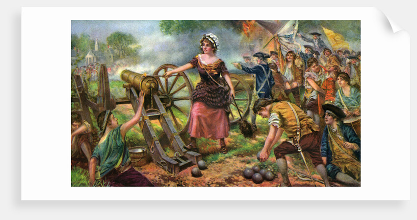 Illustration of Molly Pitcher Lighting Cannon at Battle of Monmouth by Anonymous