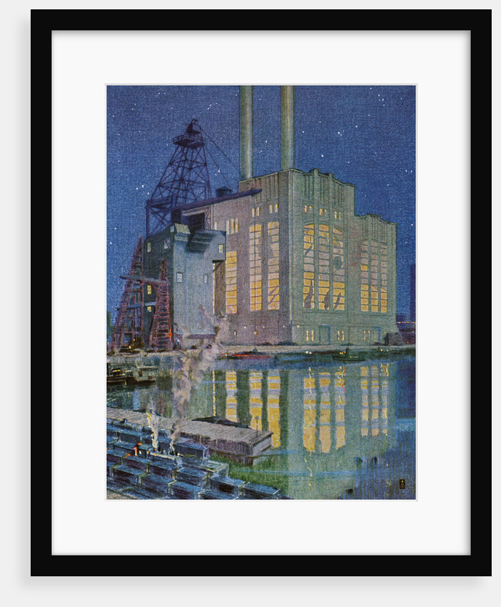 Illustration of Gould Street Gas and Electric Power Station by Robert McGill Mackall