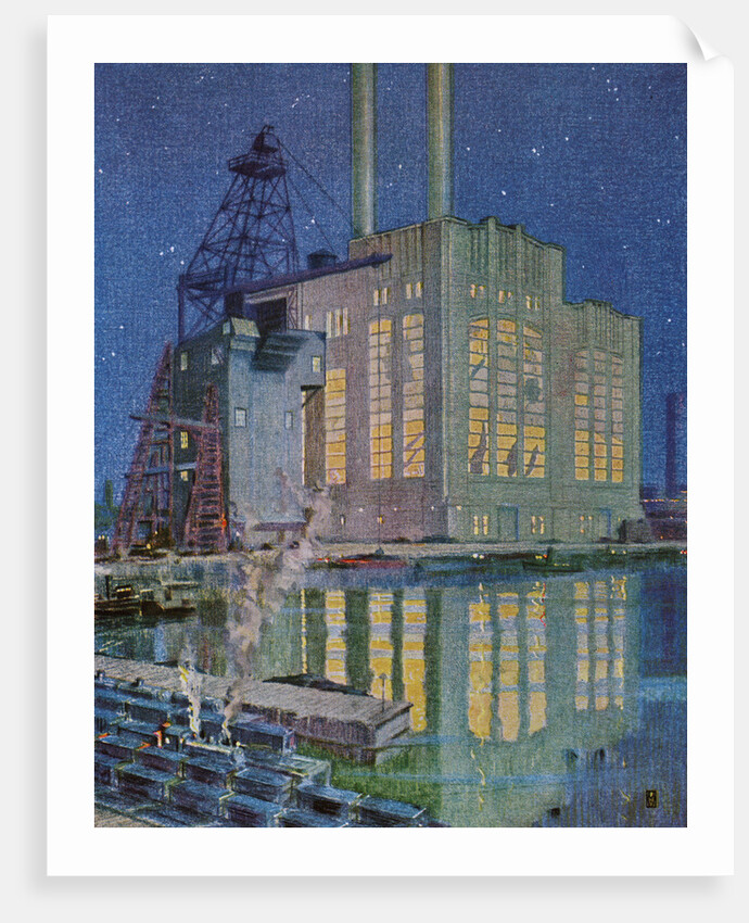 Illustration of Gould Street Gas and Electric Power Station by Robert McGill Mackall