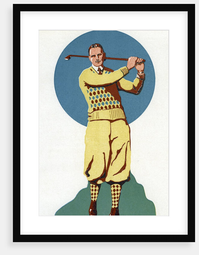 Illustration of Man Golfing by Anonymous