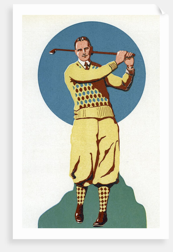 Illustration of Man Golfing by Anonymous