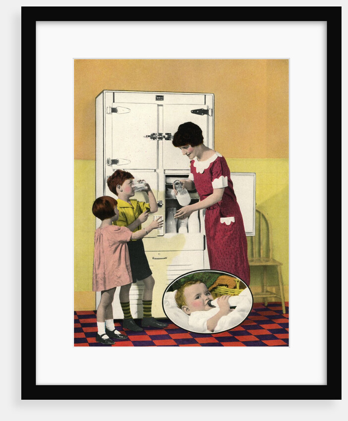 Illustration of Mother Serving Milk to Children by Anonymous