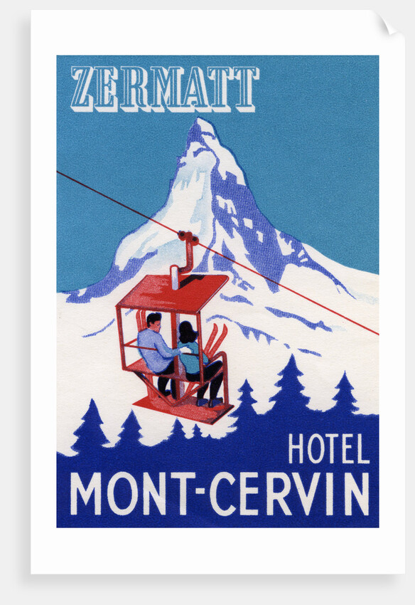 Zermatt Hotel Mont-Cervin Luggage Label by Anonymous