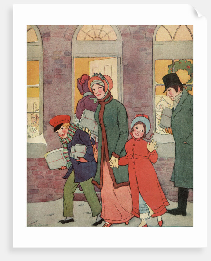 Illustration by Victorian-Era Family Carrying Packages by Anonymous
