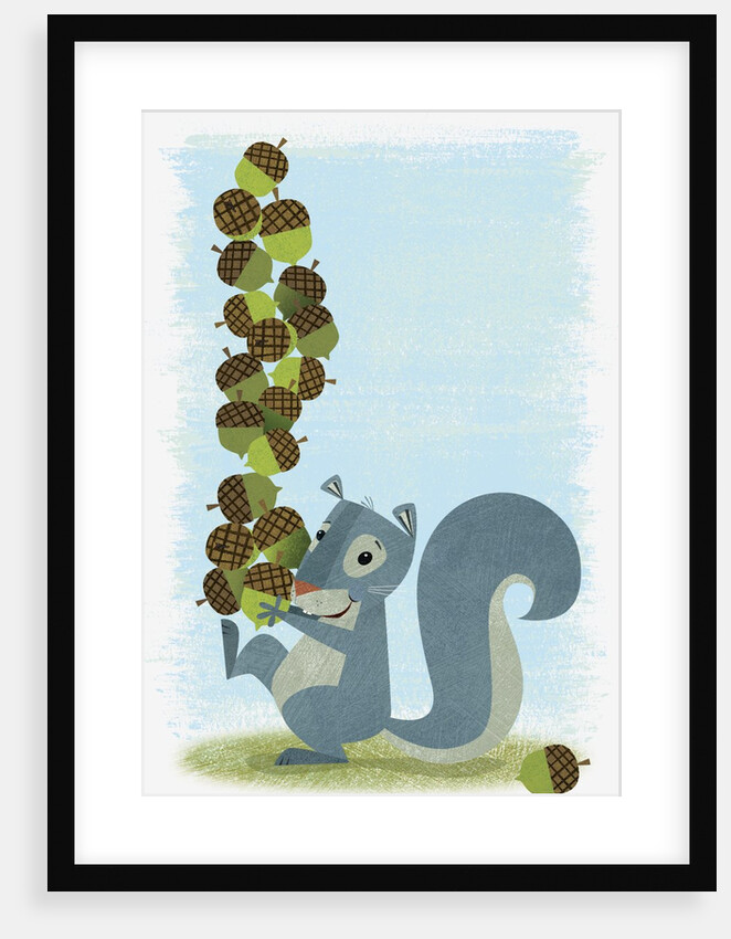 Squirrel Carrying Mound of Acorns by Anonymous