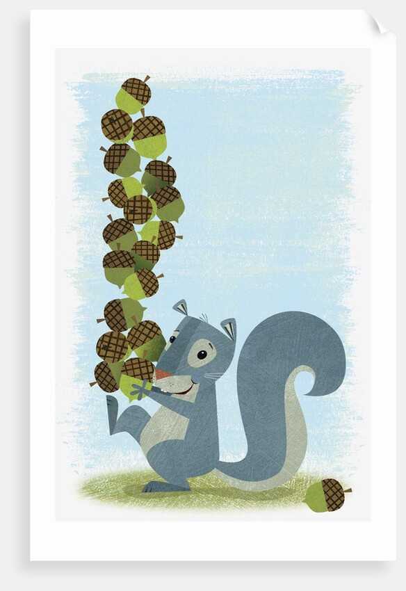 Squirrel Carrying Mound of Acorns by Anonymous