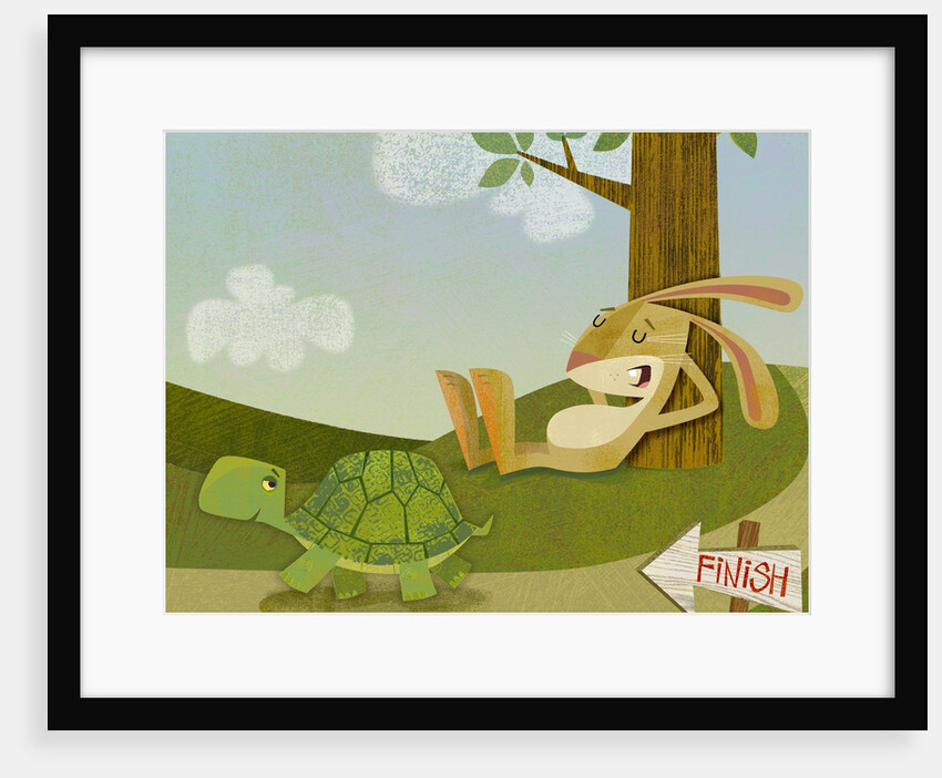 Tortoise Passing a Sleeping Hare by Anonymous