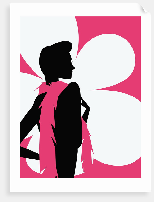 Woman with a pink scarf by Anonymous