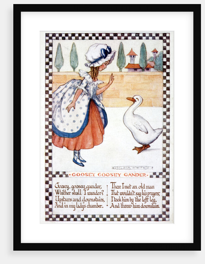 Illustration of "Goosey Goosey Gander" Nursery Rhyme by Anonymous