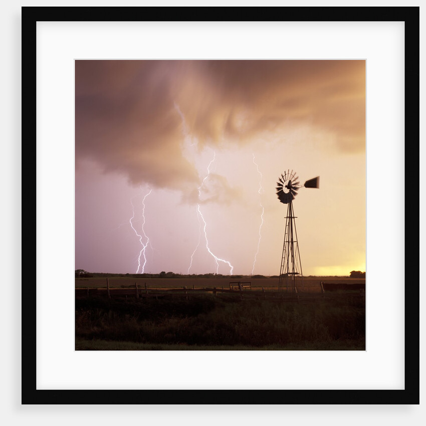Lightning Striking Amid Farmland by Anonymous