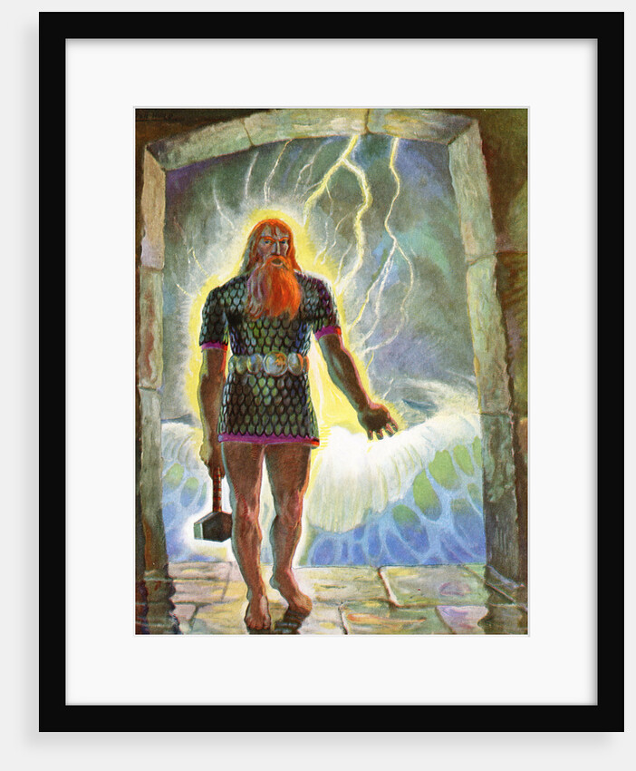 Illustration of Thor with His Hammer by Peter Hurd