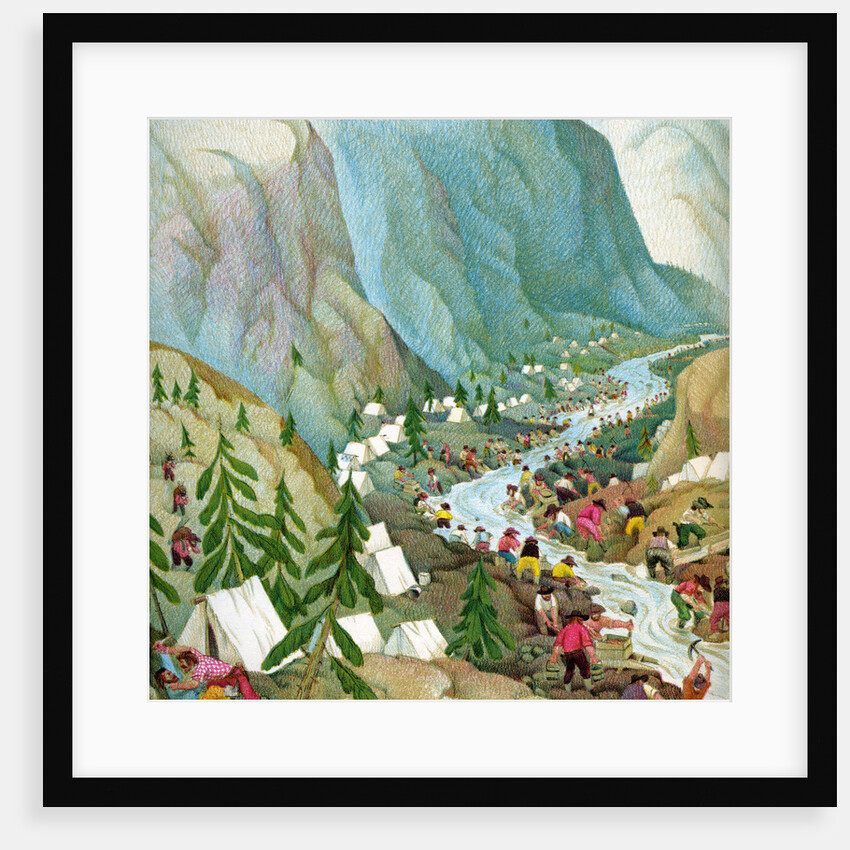 Illustration of Miners Panning for Gold in California by C.H. DeWitt