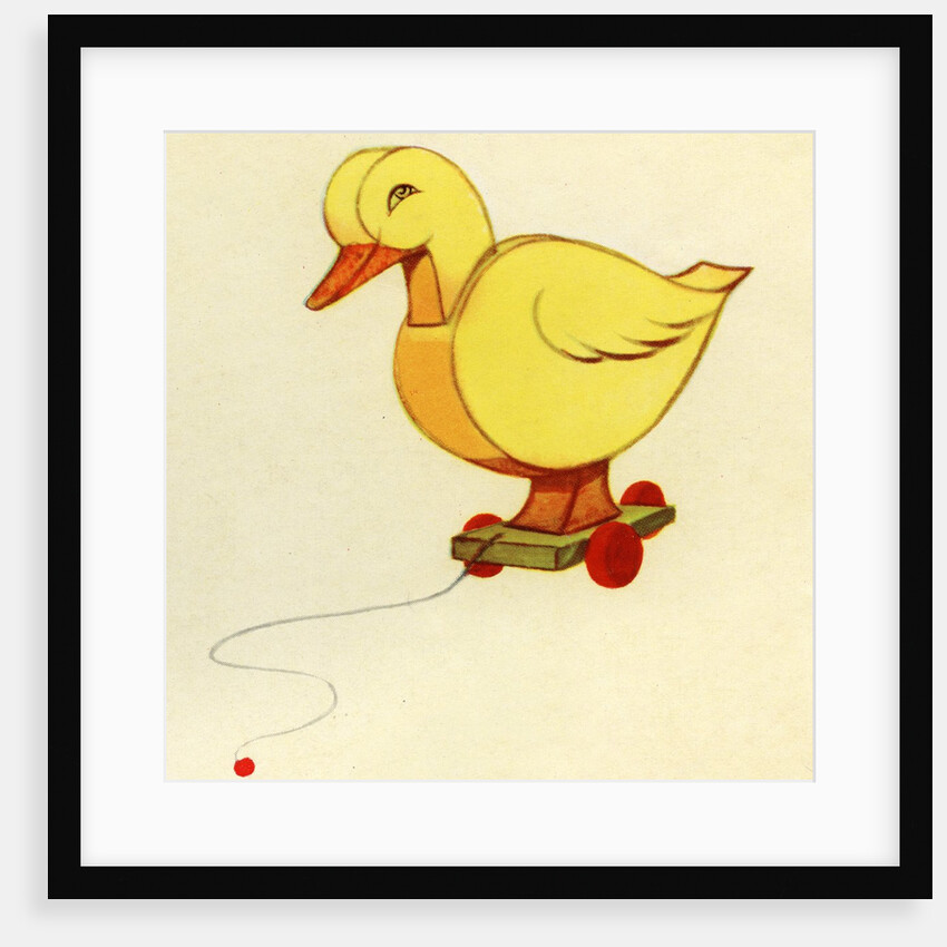 Illustration of duck-shaped pull toy by Anonymous