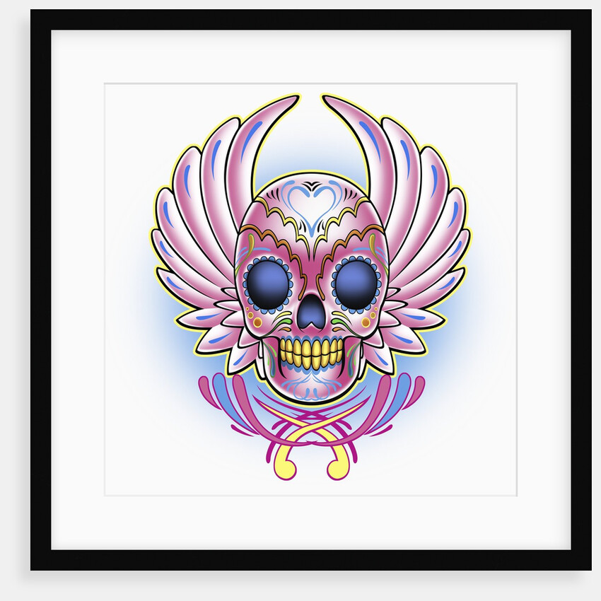Day of the Dead skull with wings by Anonymous