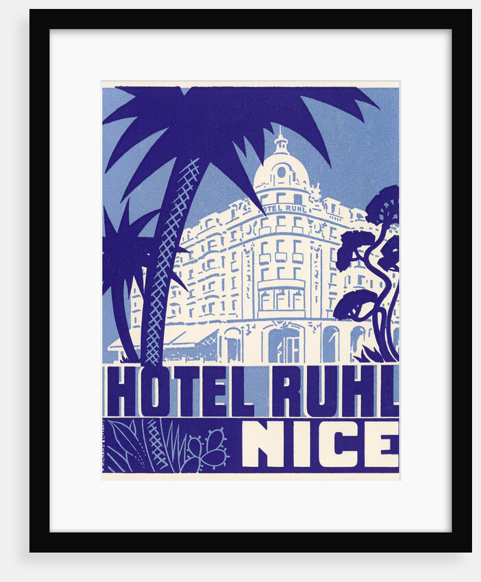 Hotel Ruhl Nice Luggage label by Anonymous