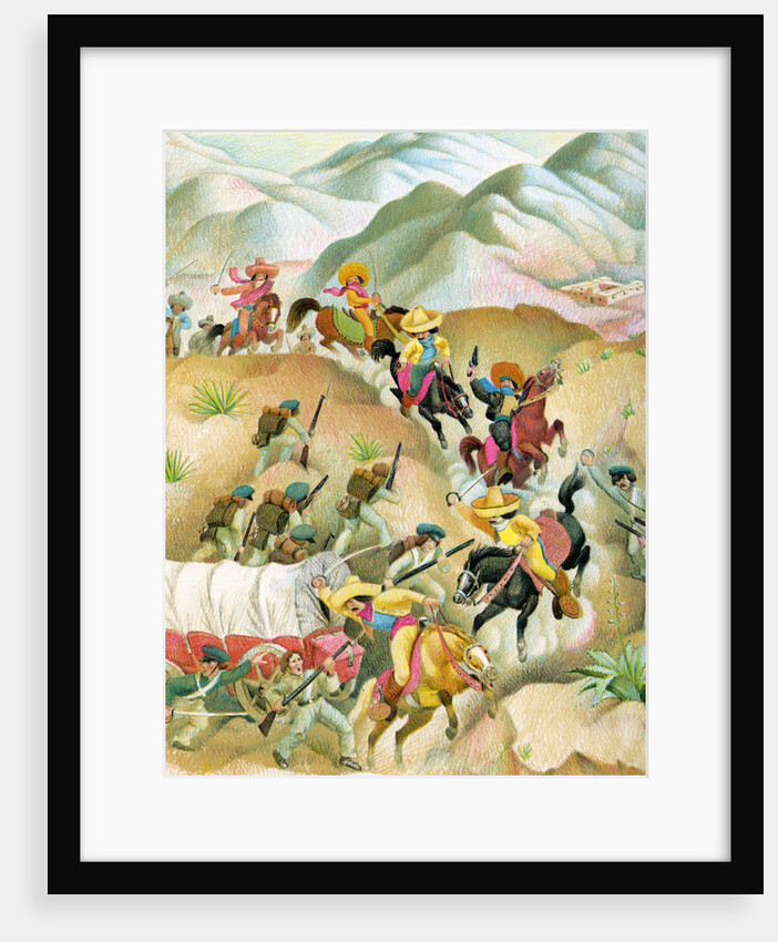 Illustration of battle during Mexican-American War by C.H. DeWitt