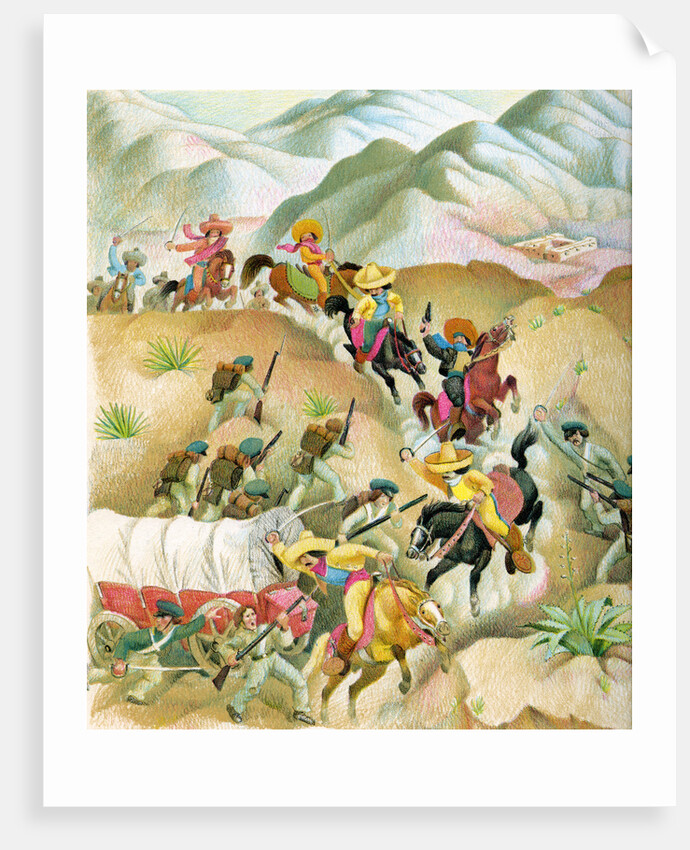 Illustration of battle during Mexican-American War by C.H. DeWitt