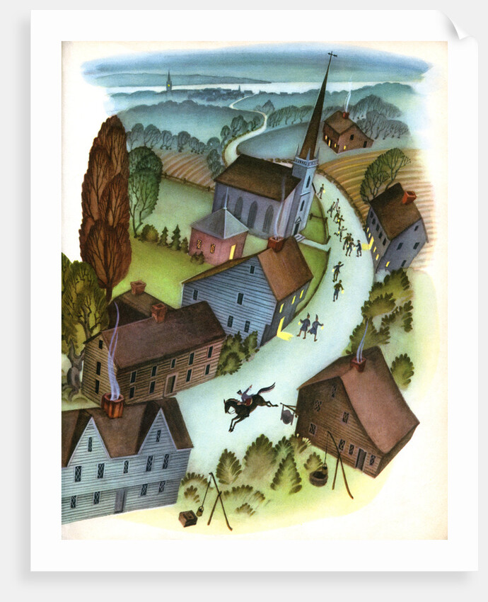 Illustration of the ride of Paul Revere by Janice Holland
