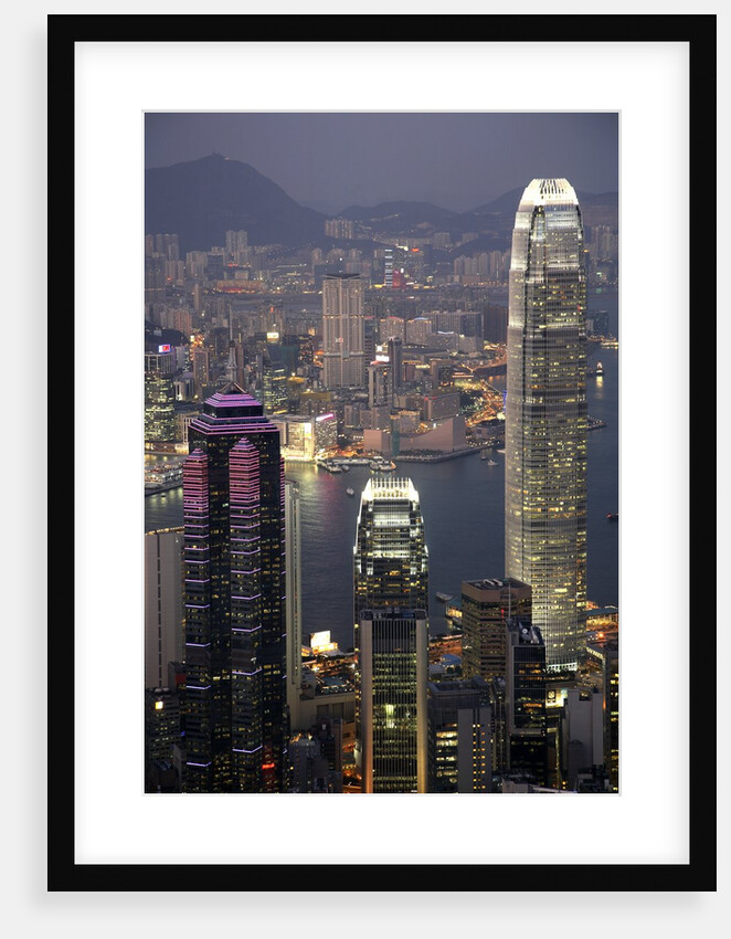 Hong Kong skyline and Victoria Harbor at night by Anonymous