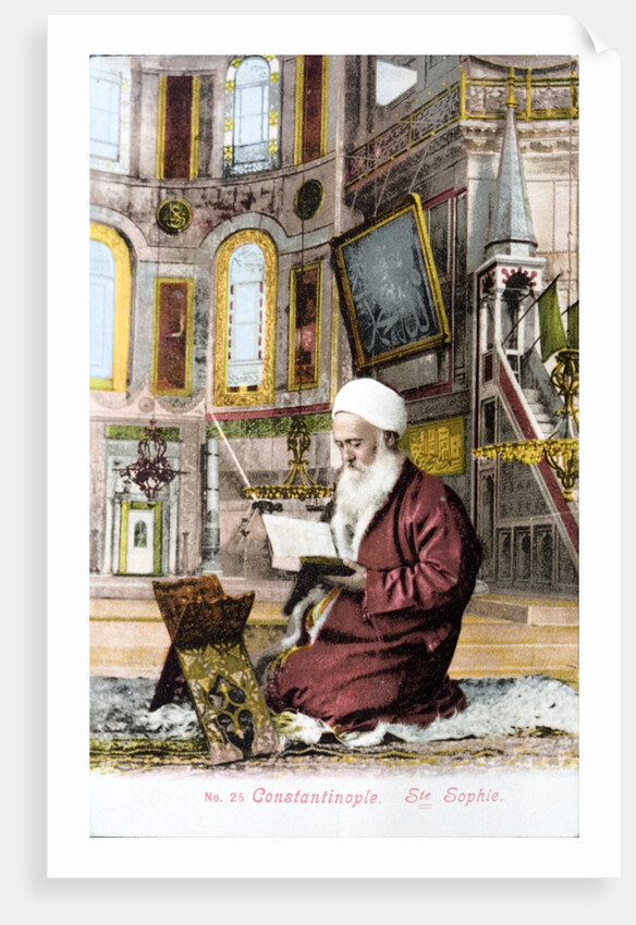 Man reading Koran in Hagia Sofia by Anonymous