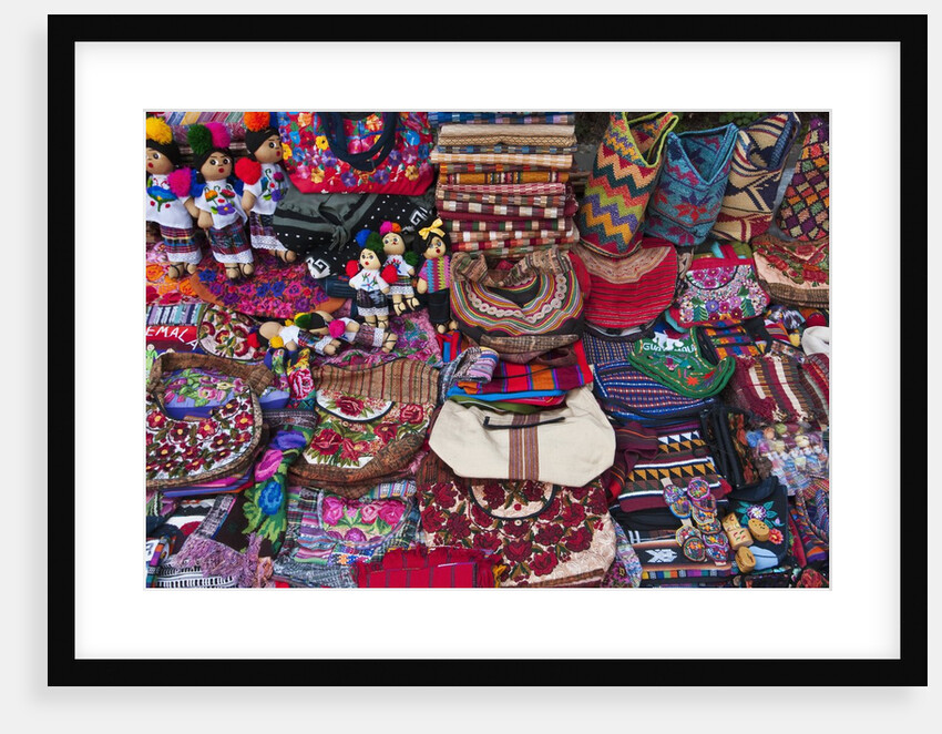 Guatemalan textiles for sell at market in Antigua by Anonymous