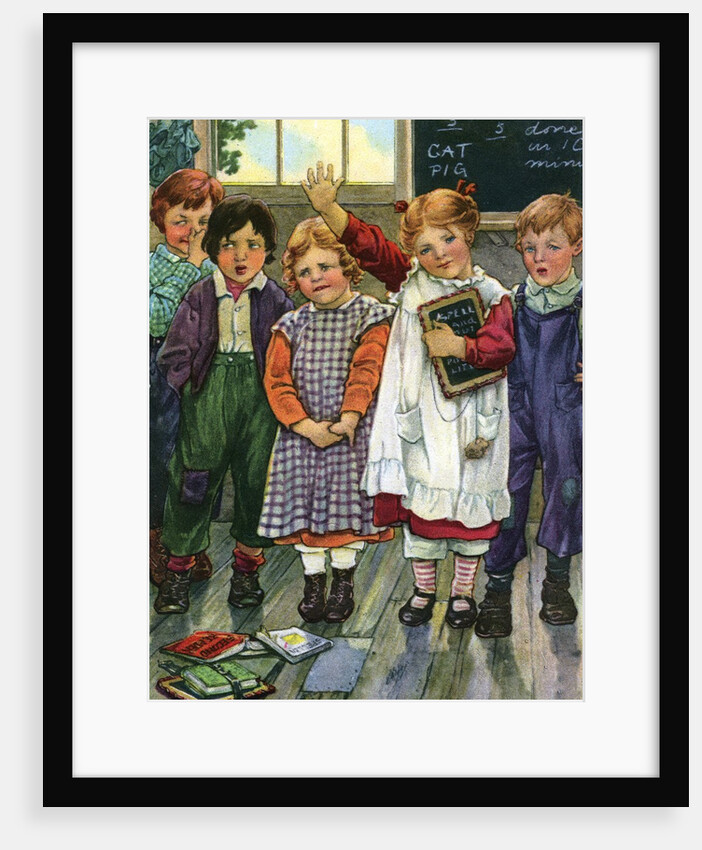 Illustration of children in schoolroom by Clara M. Burd