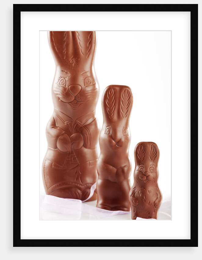 Chocolate bunnies in a row by Anonymous