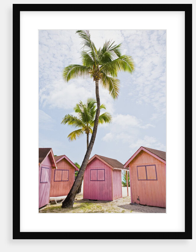 Pink tropical bungalows by Anonymous
