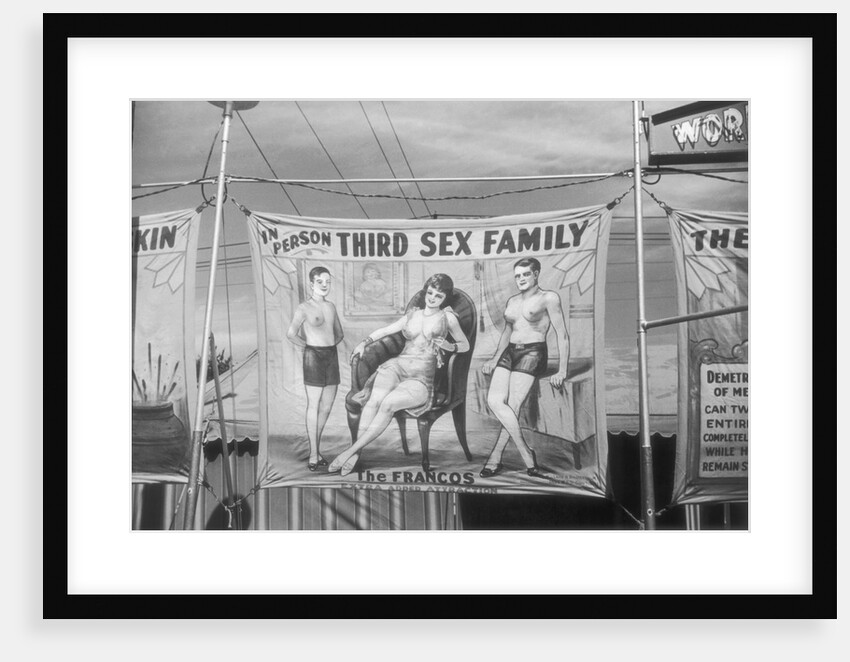 Outside a Country Fair Side-Show Tent Announcing Oddities by Anonymous